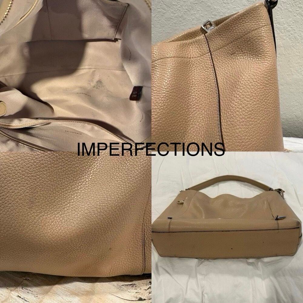 COACH Hobo Pebbled Leather Handbag Front Logo Taupe Kangaroo Pockets H148134312 - Picture 5 of 9